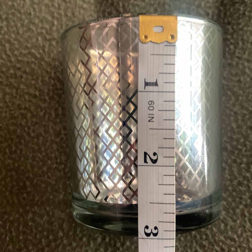Set of 2 clear glass and silver candle holders. Size approximately 2 1/2” x 3” - Picture 7 of 10